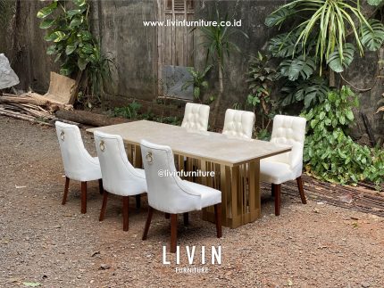 Meja Makan Marmer Set 12 Kursi Modern Mewah Minimalis