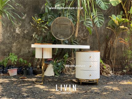 Meja Rias Jati Kaki Stainless Modern Mewah Minimalis