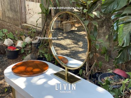 Meja Rias Jati Kaki Stainless Modern Mewah Minimalis