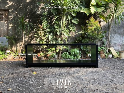 Meja Konsol Belakang Sofa Hitam Modern Minimalis