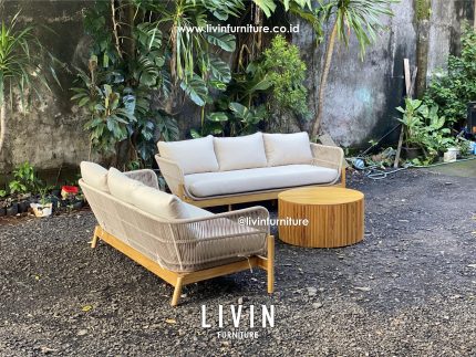 Sofa Tamu Set Tali Rope Jati Modern Minimalis