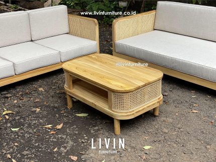 Kursi Tamu Set Jati Rotan Klasik Minimalis