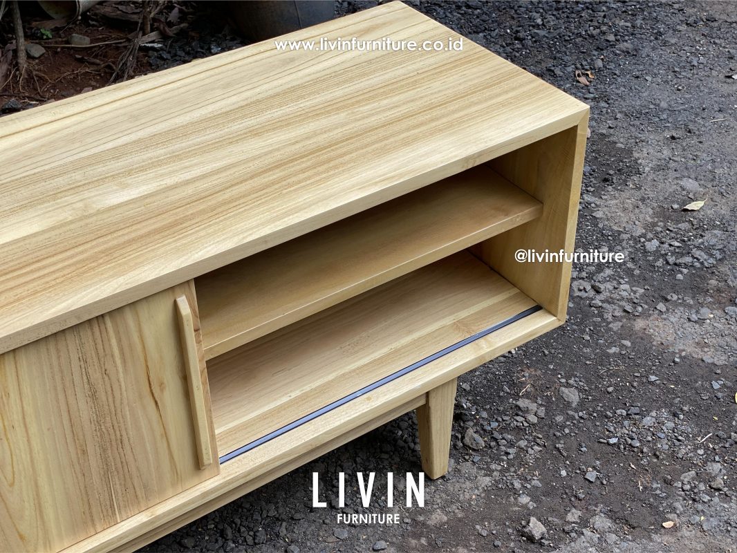 Meja TV Retro Jati 2 Pintu Sliding Modern Minimalis