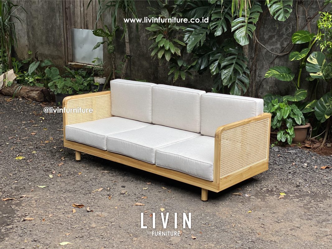 Kursi Tamu Sofa Jati Rotan 3 Seater Modern Minimalis