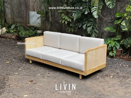 Kursi Tamu Sofa Jati Rotan 3 Seater Modern Minimalis