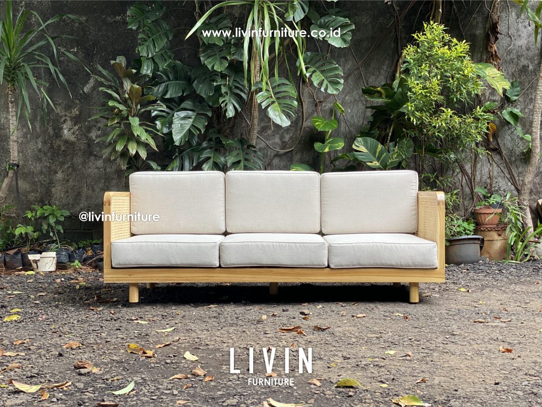 Kursi Tamu Sofa Jati Rotan 3 Seater Modern Minimalis