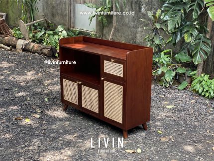 Kabinet Jati Rotan 3 Pintu 2 Laci Klasik Minimalis