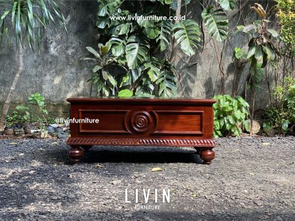 Meja Tamu Jati Ukir Klasik 2 Laci Modern Mewah