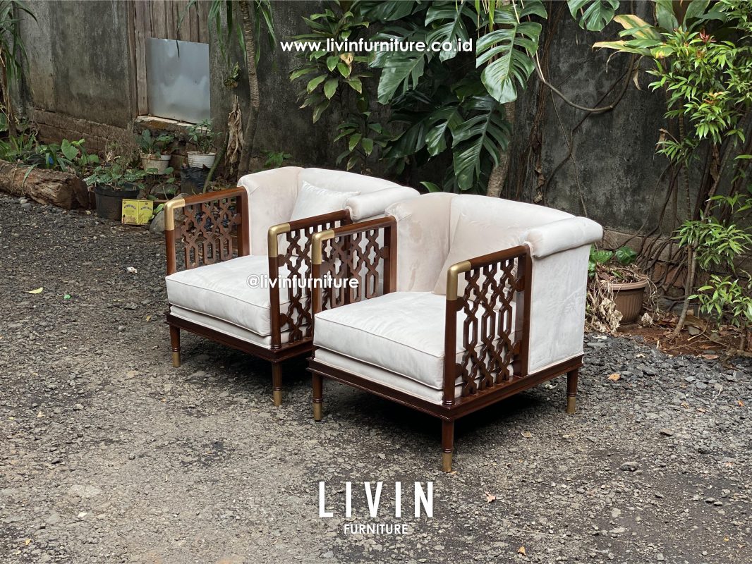 Sofa Jati Single 1 Seater Klasik Modern Mewah