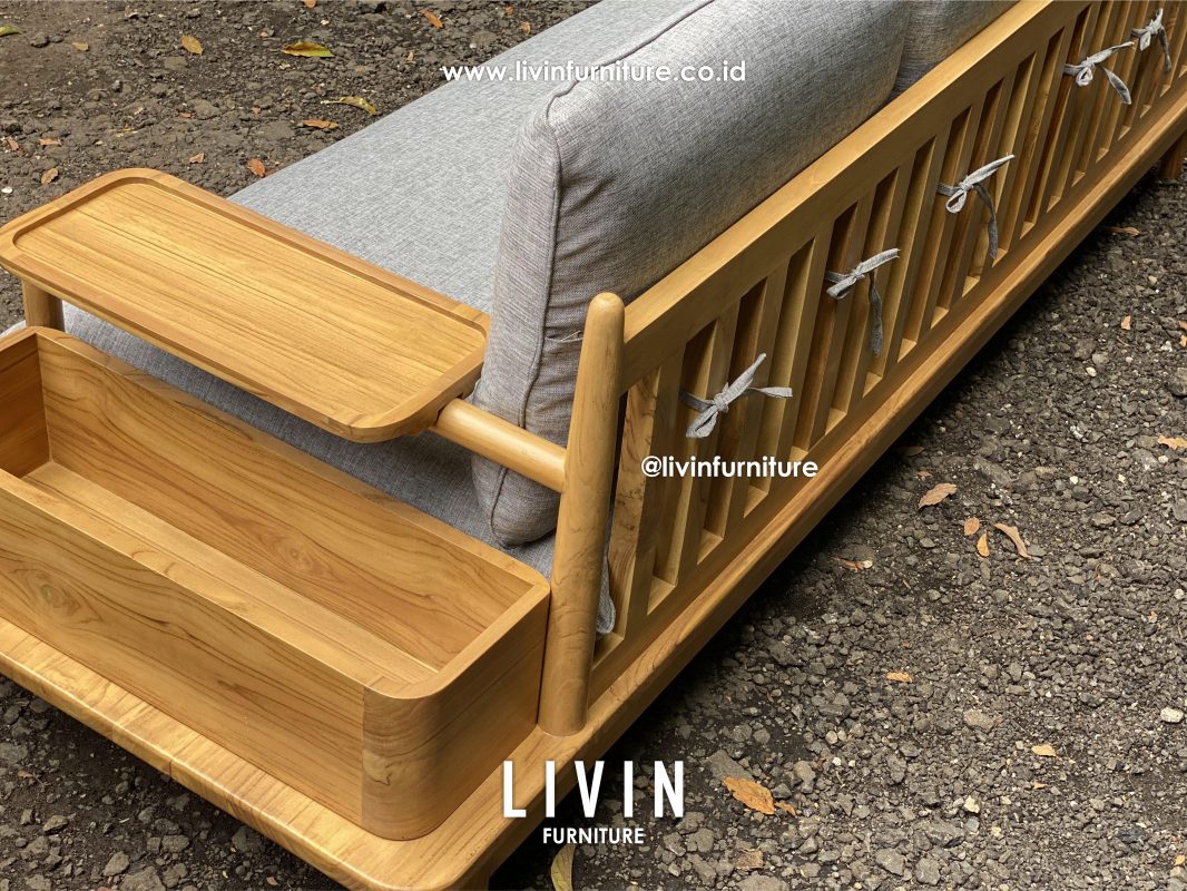 Sofa Santai Jati 3 Seater Modern Minimalis