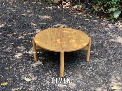 Meja Tamu Jati  Bulat Retro Modern Minimalis