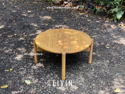 Meja Tamu Jati Bulat Retro Modern Minimalis