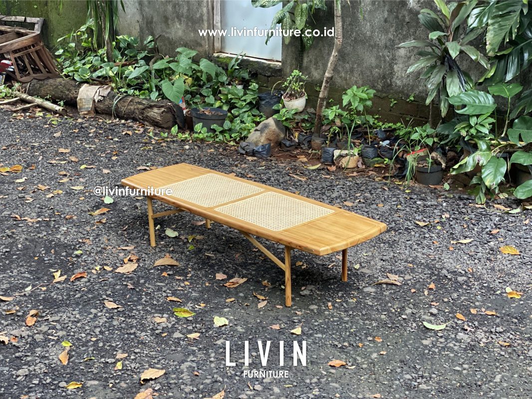 Meja Tamu Jati Rotan Panjang Klasik Minimalis