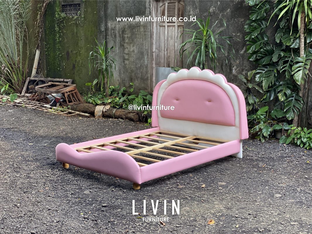 Dipan Tidur Anak Pink Jati Modern Minimalis