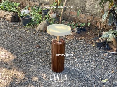 Meja Kopi Jati Salur Bulat Klasik Minimalis