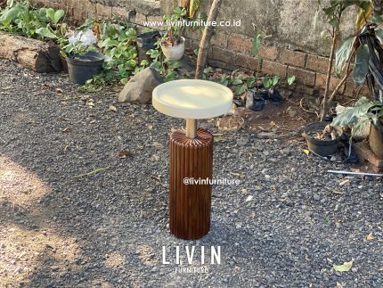 Meja Kopi Jati Salur Bulat Klasik Minimalis