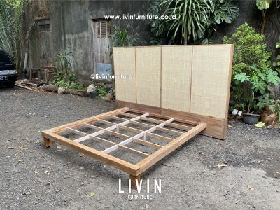 Tempat Tidur Rustic Jati Rotan Klasik Minimalis