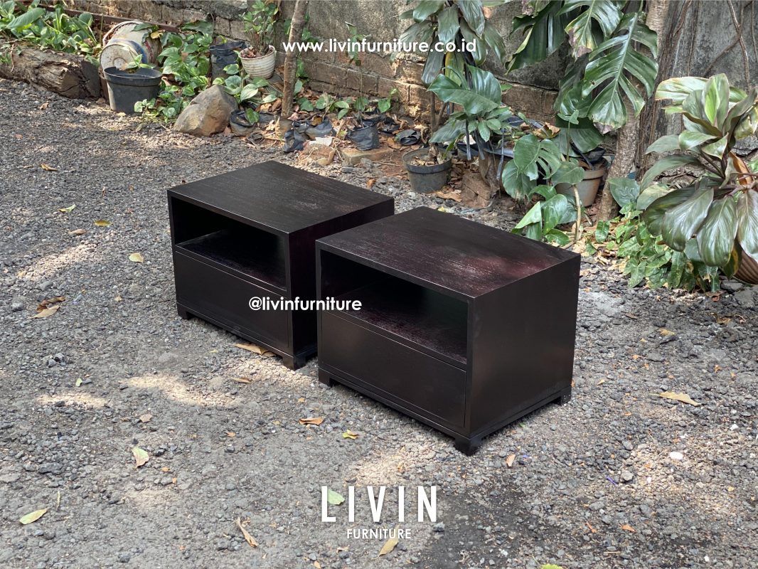 Nakas Jati Hitam 1 Laci Modern Minimalis