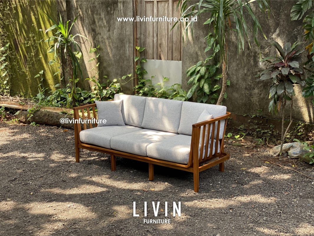 Kursi Sofa Jati Klasik 3 Seater Natural Modern