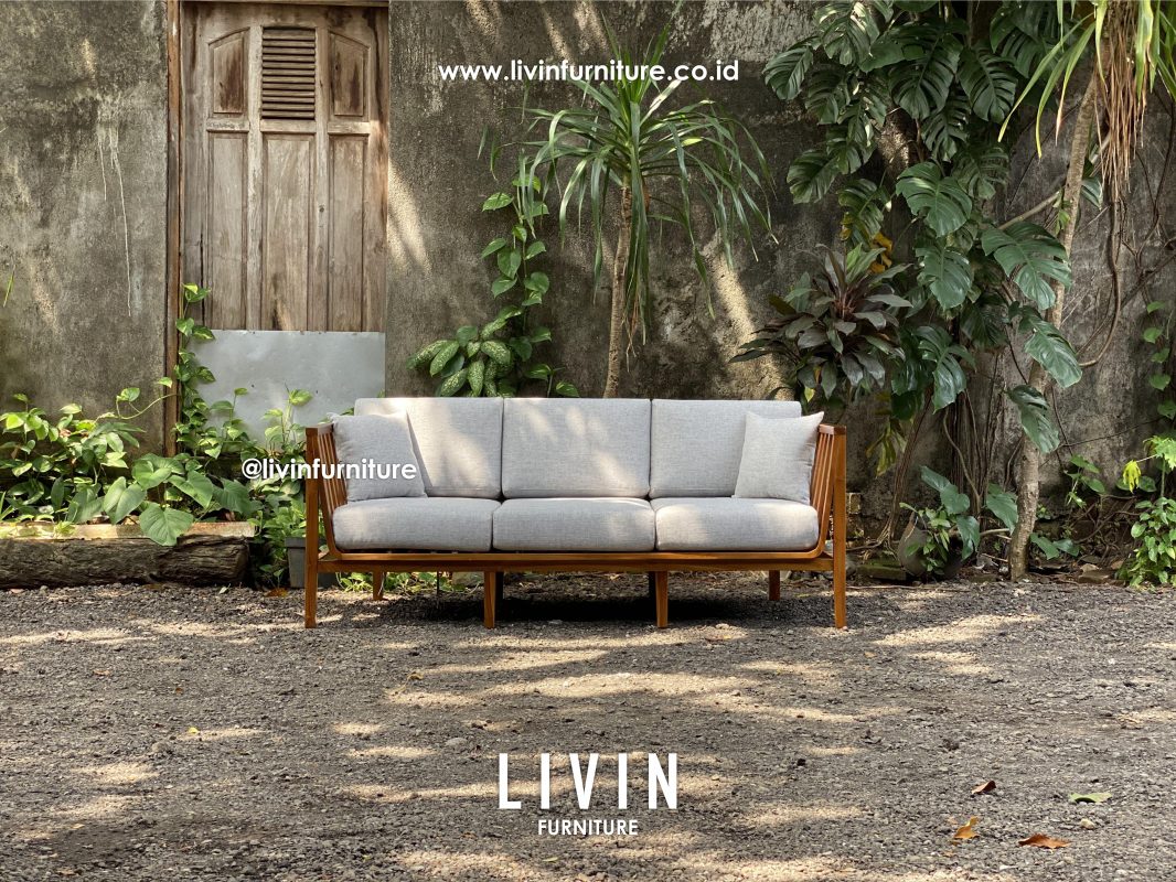 Kursi Sofa Jati Klasik 3 Seater Natural Modern