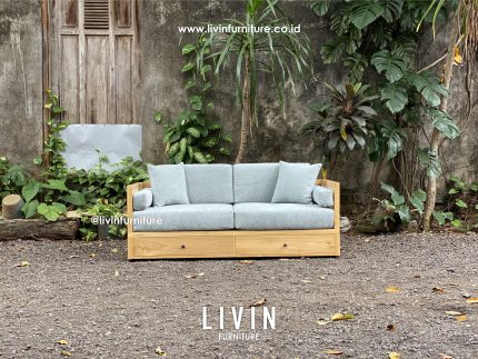 Sofa Jati Rotan Laci Japandi Modern Minimalis