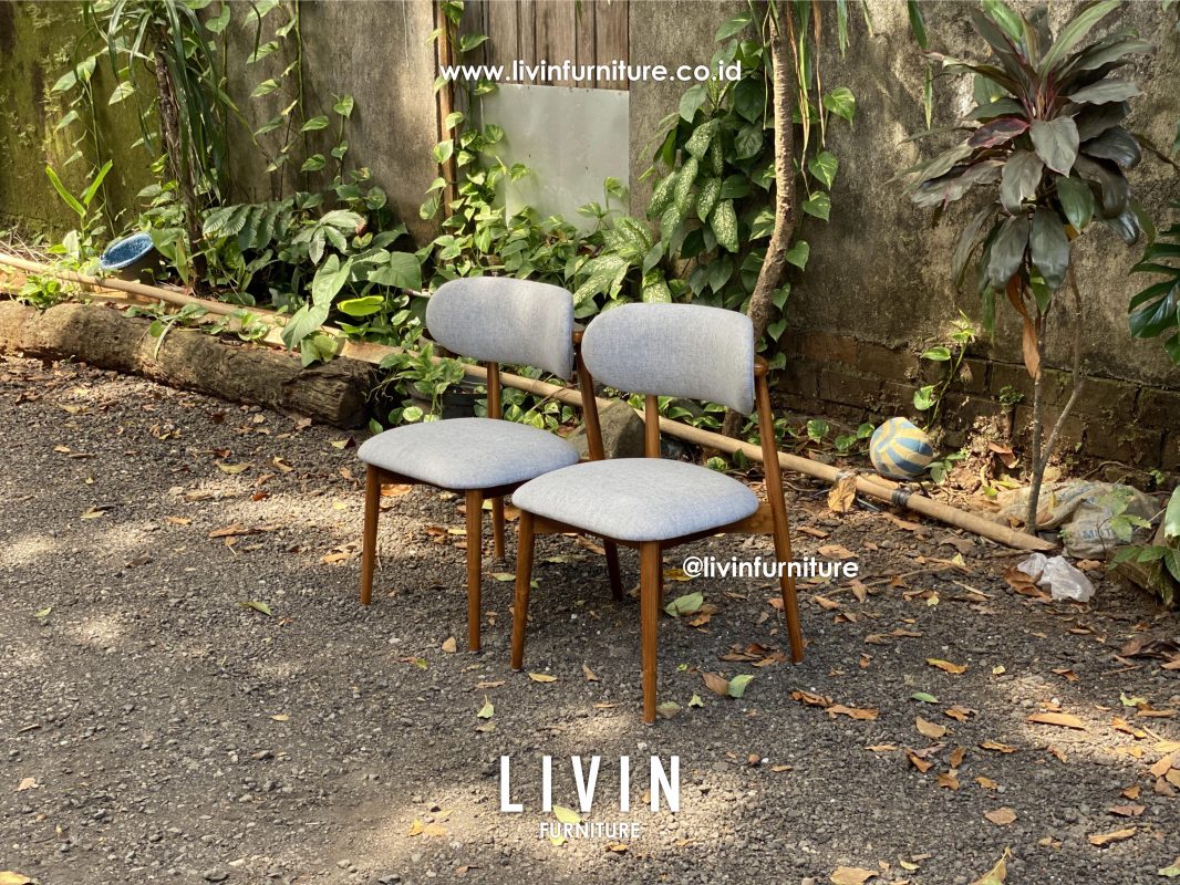 Kursi Makan Jati Natural Boucle Modern Minimalis