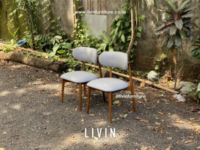 Kursi Makan Jati Natural Boucle Modern Minimalis