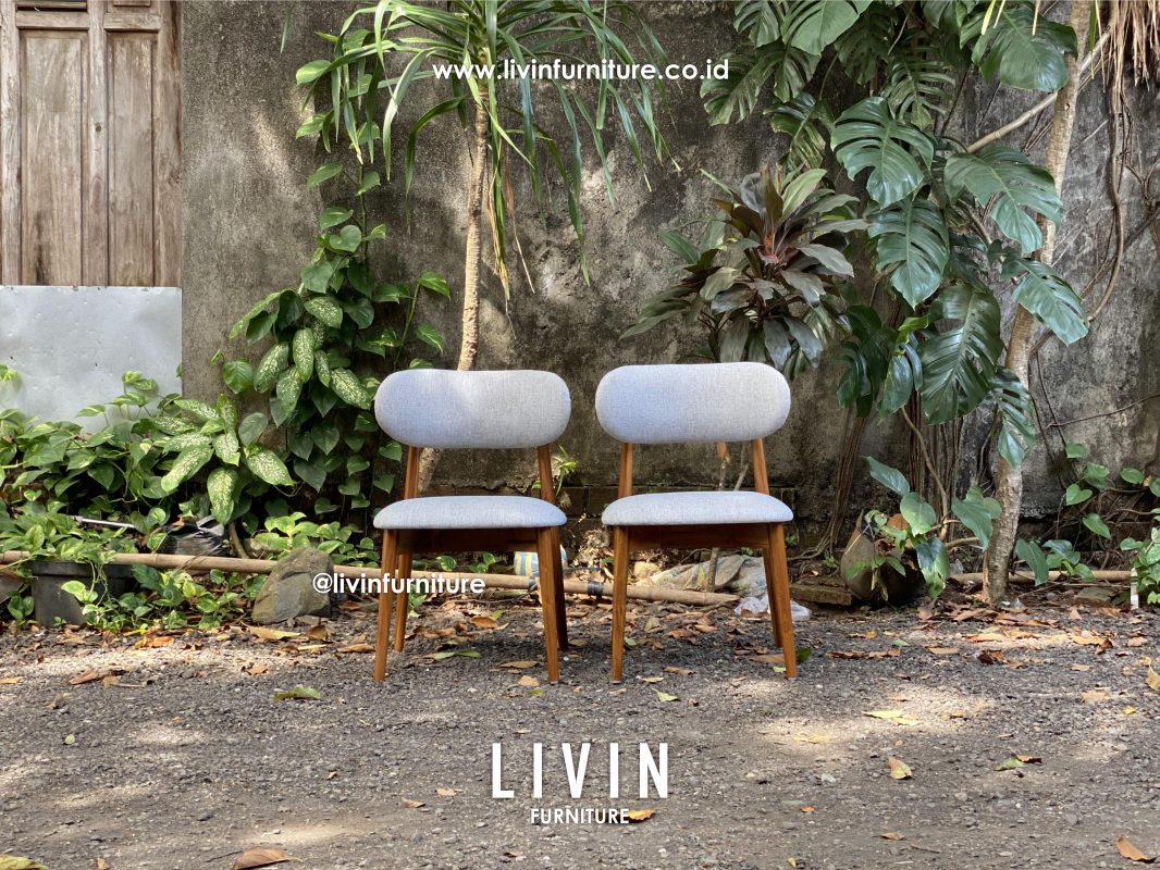 Kursi Makan Jati Natural Boucle Modern Minimalis