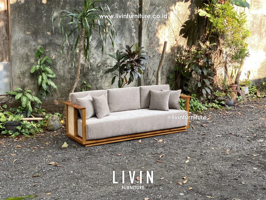 Sofa Jati Rotan Modern 3 Seater Modern Minimalis