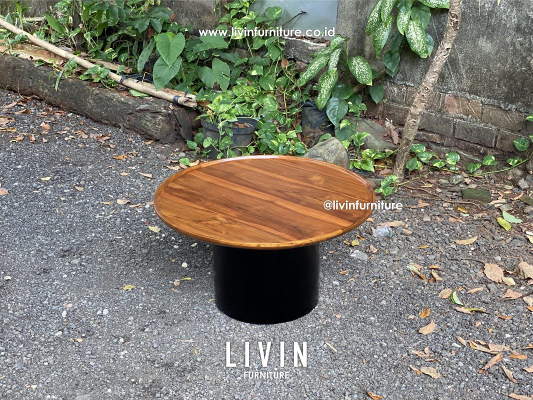 Meja Tamu Jati Bulat Natural Klasik Modern Minimalis