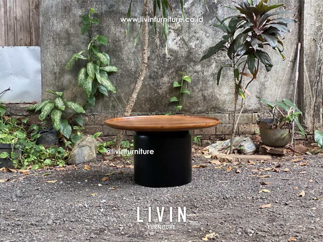 Meja Tamu Jati Bulat Natural Klasik Modern Minimalis