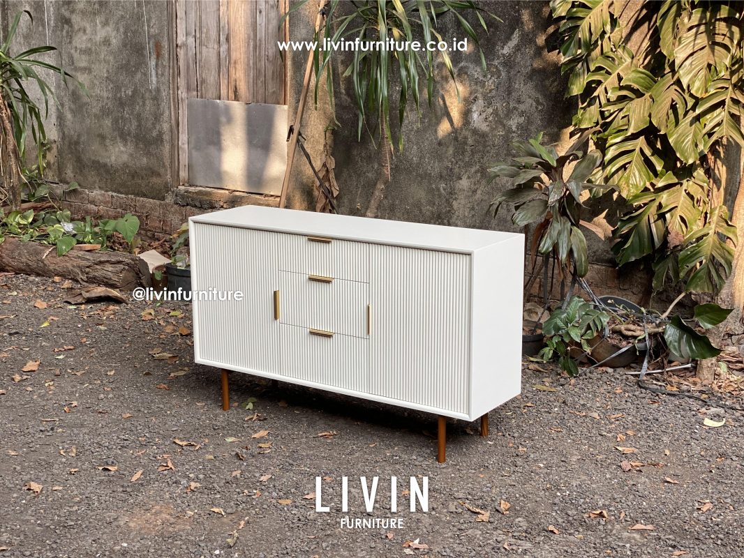 Bufet Salur Putih 3 Laci 2 Pintu Modern Minimalis