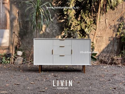Bufet Salur Putih 3 Laci 2 Pintu Modern Minimalis