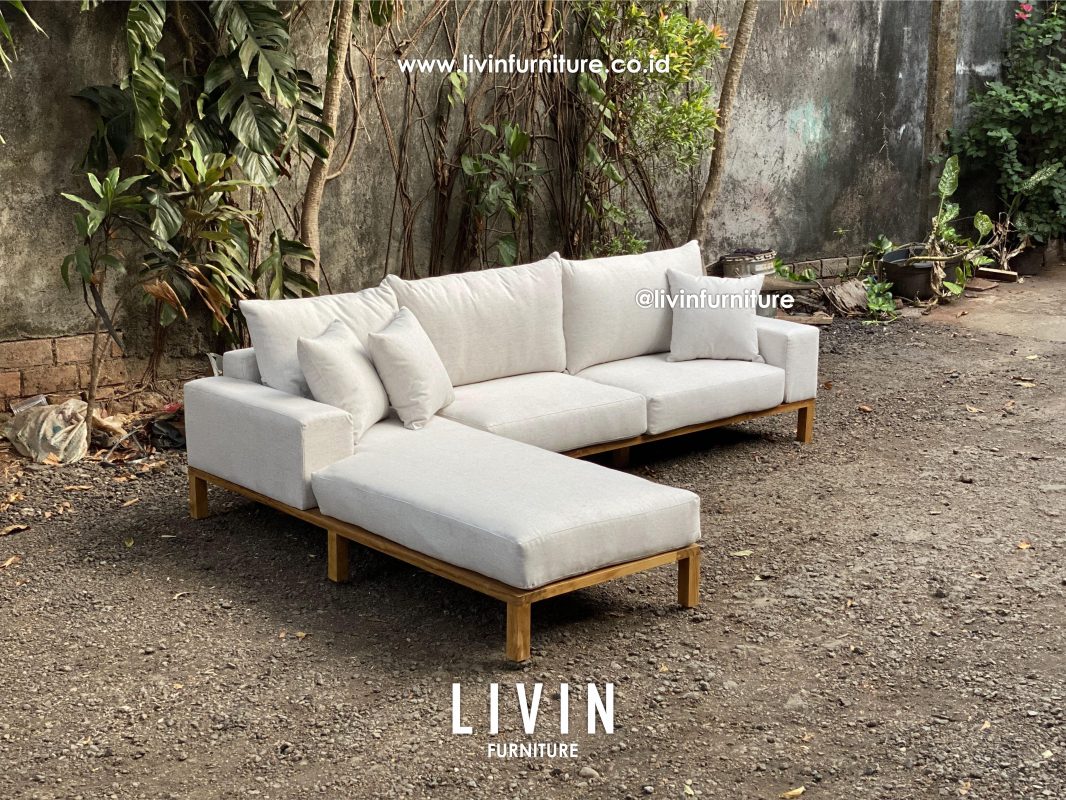 Kursi Sofa Sudut Jati Natural Modern Minimalis