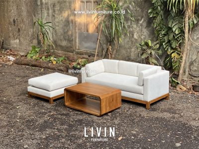 Sofa Tamu Jati Set 3 Seater Stool Meja Modern Minimalis