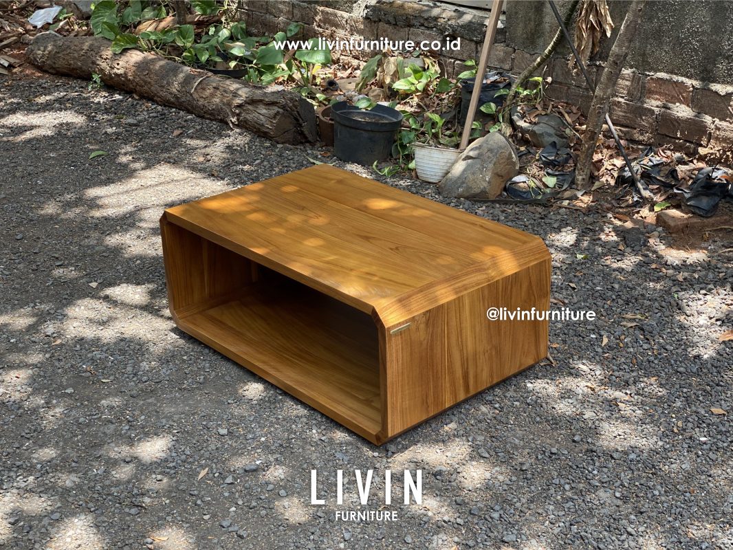 Meja Tamu Jati Natural Kotak Modern Minimalis