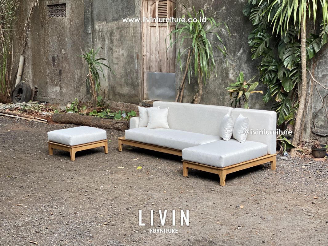 Sofa Tamu Sudut Leter L Jati Modern Minimalis