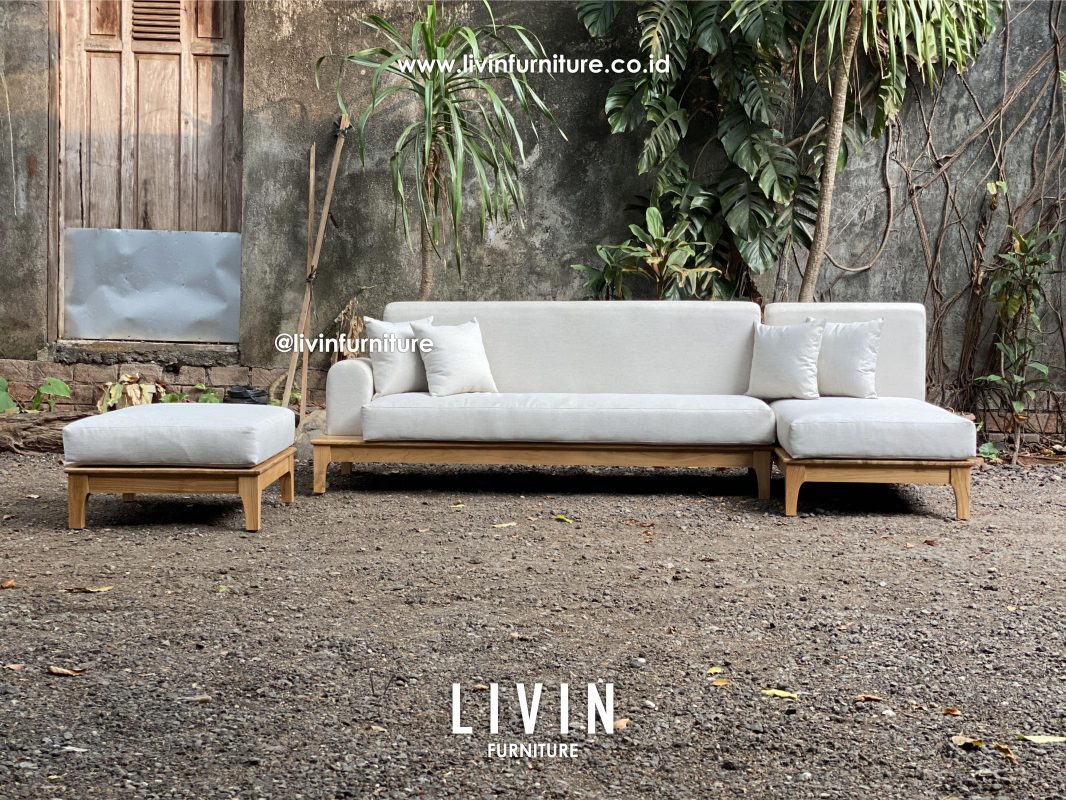 Sofa Tamu Sudut Leter L Jati Modern Minimalis