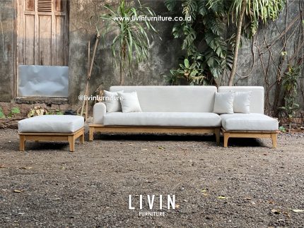 Sofa Tamu Sudut Leter L Jati Modern Minimalis