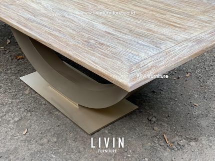 Meja Makan Jati Rustic Kaki Besi Mewah Modern