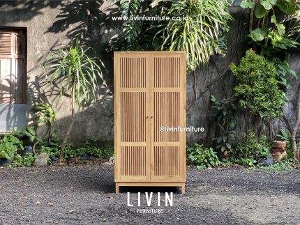 Lemari Pakaian Jati 2 Pintu Japandi Modern Minimalis