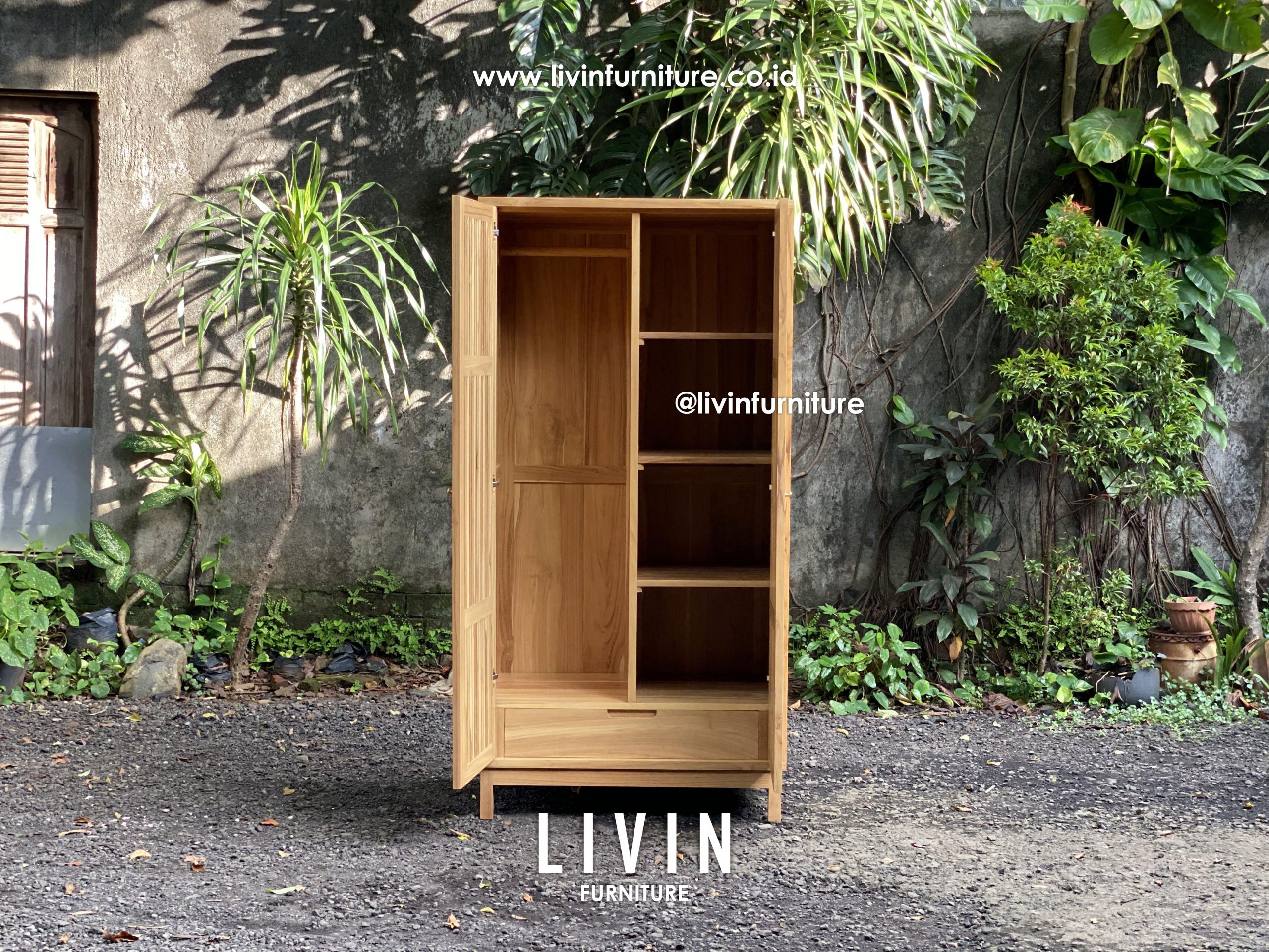 Lemari Pakaian Jati 2 Pintu Japandi Modern Minimalis Lemari Pakaian Jati 2 Pintu Japandi Modern Minimalis