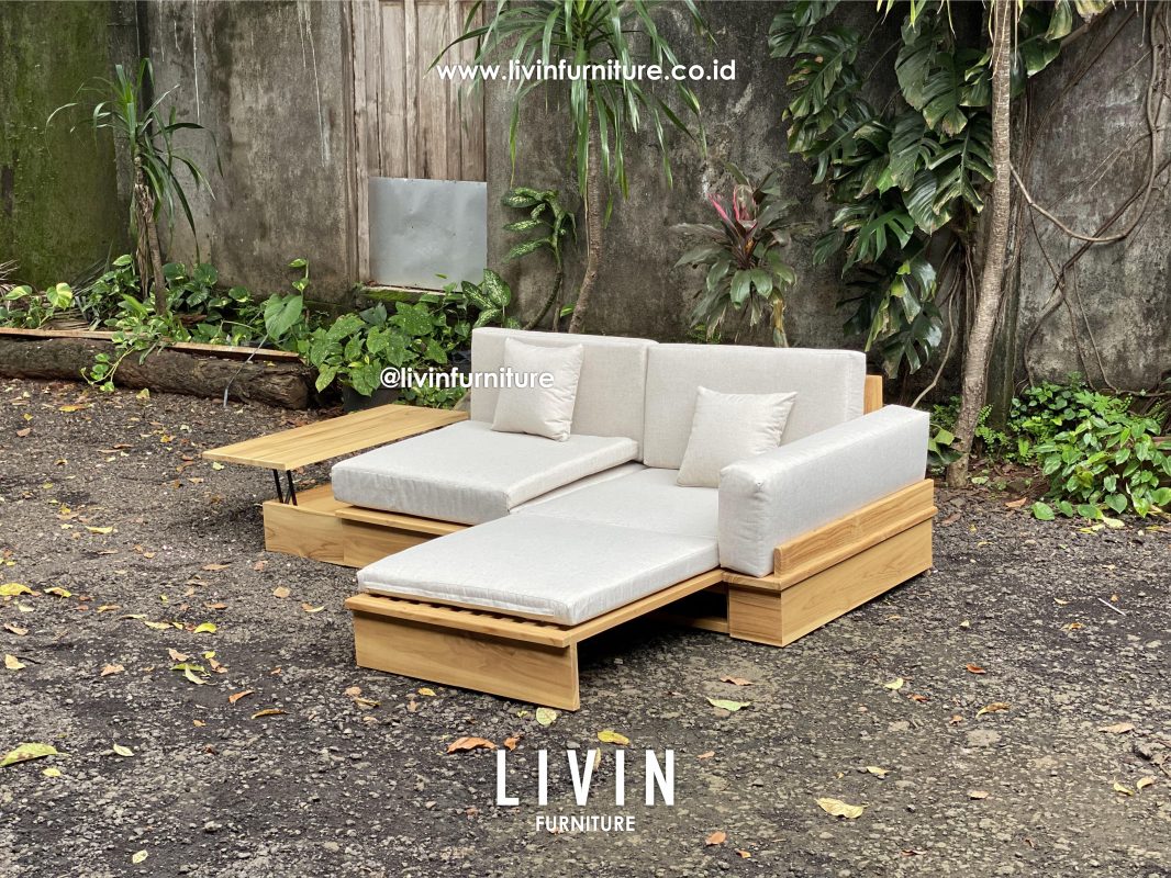 Sofa Bed Japandi Jati Meja Samping Modern Minimalis