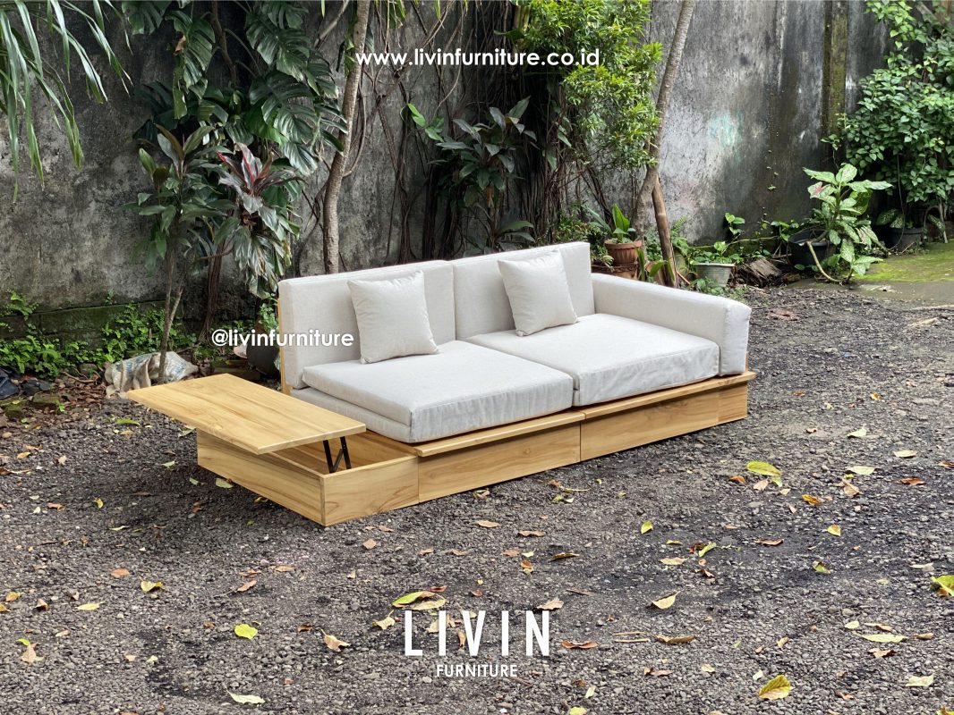 Sofa Bed Japandi Jati Meja Samping Modern Minimalis