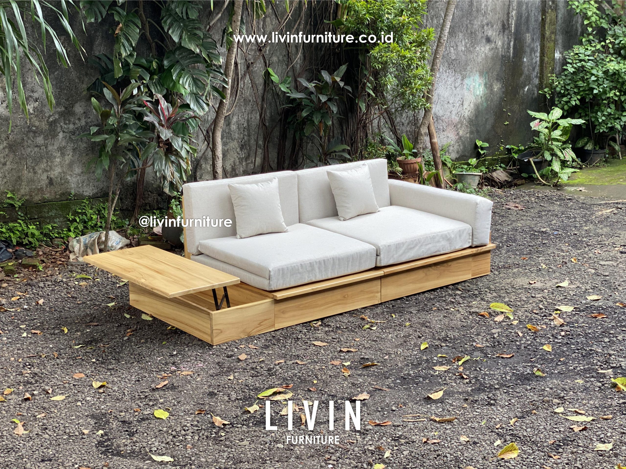 Sofa Bed Japandi Jati Meja Samping Modern Minimalis Sofa Bed Japandi Jati Meja Samping Modern Minimalis