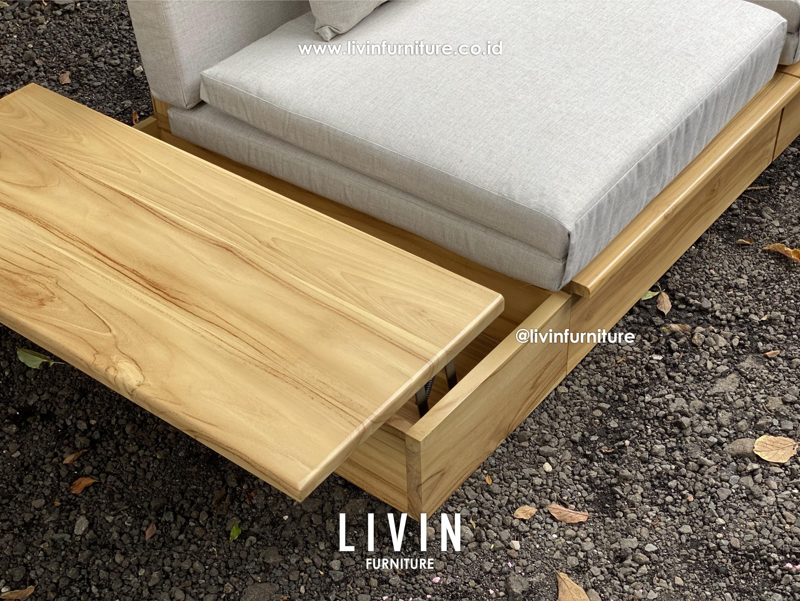 Sofa Bed Japandi Jati Meja Samping Modern Minimalis Sofa Bed Japandi Jati Meja Samping Modern Minimalis