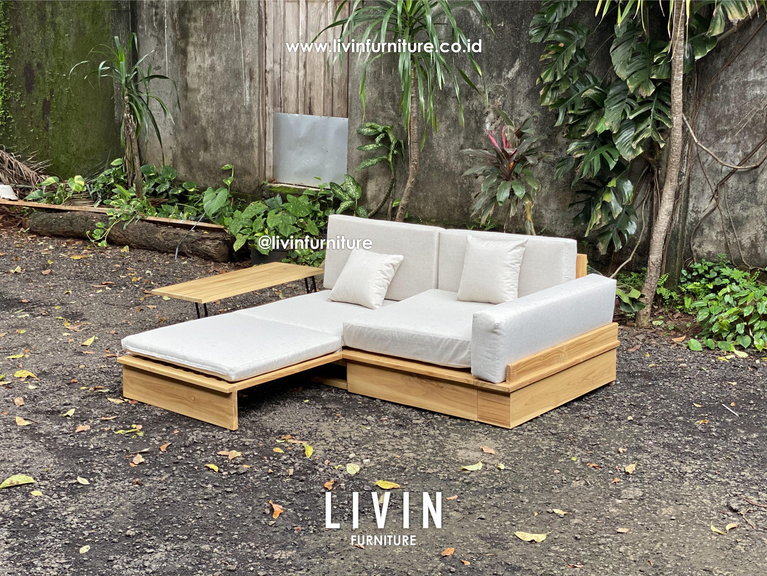 Sofa Bed Japandi Jati Meja Samping Modern Minimalis Sofa Bed Japandi Jati Meja Samping Modern Minimalis
