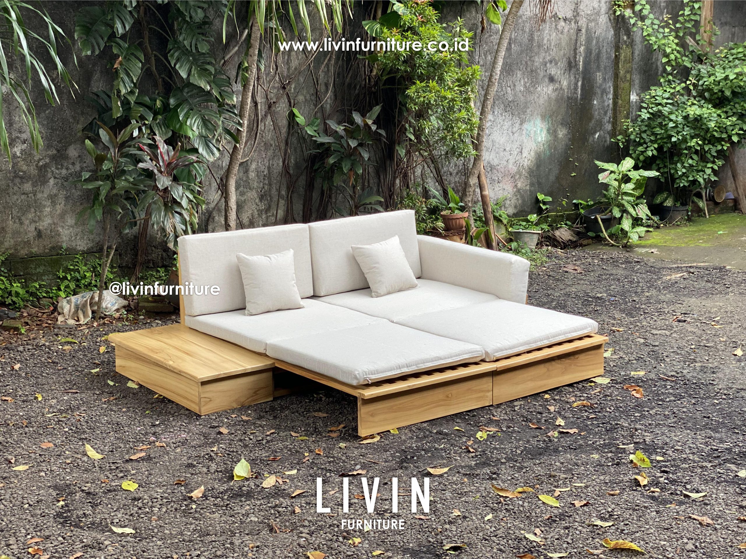 Sofa Bed Japandi Jati Meja Samping Modern Minimalis Sofa Bed Japandi Jati Meja Samping Modern Minimalis