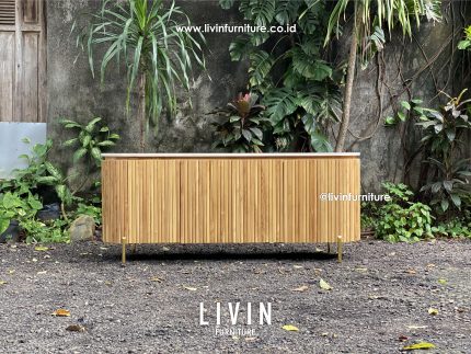 Bufet Salur Jati Marmer 4 Pintu Modern Minimalis