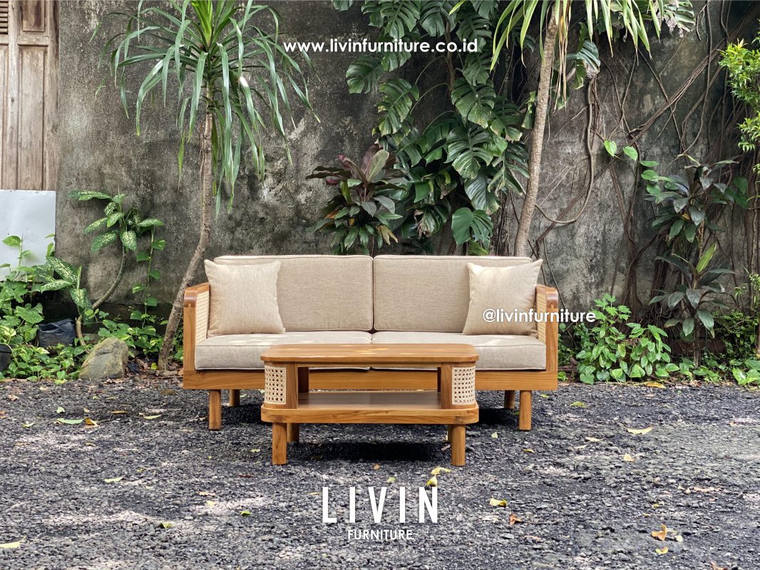 Kursi Sofa Jati Rotan 2 Seater Meja Klasik Minimalis